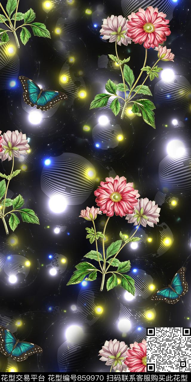 兰花乱花花朵数码印花华亿平台下载（图片编号: 859970） - 瓦栏（Walan）