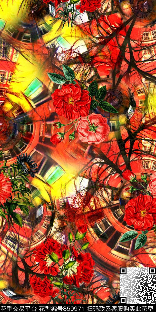 牡丹小碎花花朵数码印花华亿平台下载（图片编号: 859971） - 瓦栏（Walan）