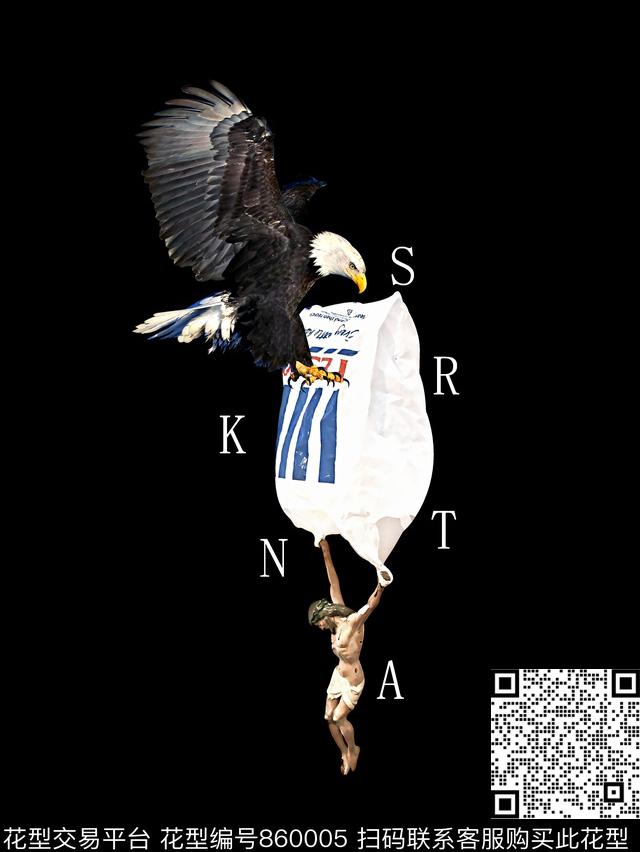 老鹰耶苏像男装T恤华亿平台数码印花华亿平台下载（图片编号: 860005） - 瓦栏（Walan）