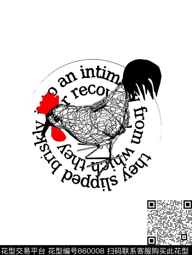 公鸡艺术英文字男装T恤华亿平台传统印花华亿平台下载（图片编号: 860008） - 瓦栏（Walan）