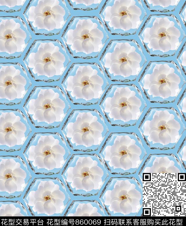 碎花冰块规则数码印花华亿平台下载（图片编号: 860069） - 瓦栏（Walan）