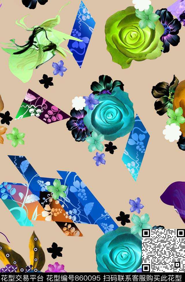 花卉欧式欧美数码印花华亿平台下载（图片编号: 860095） - 瓦栏（Walan）