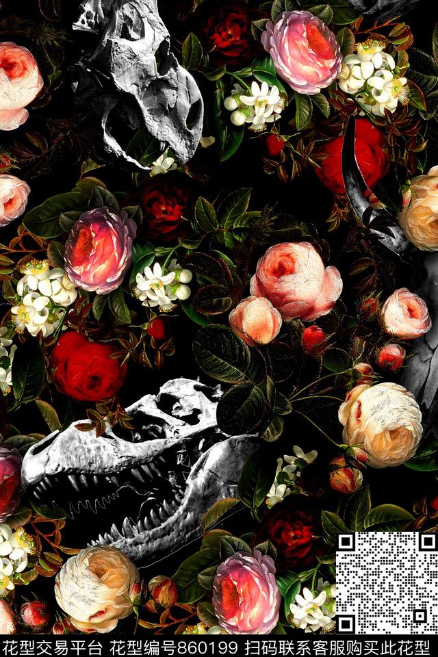 花朵花卉化石数码印花华亿平台下载（图片编号: 860199） - 瓦栏（Walan）