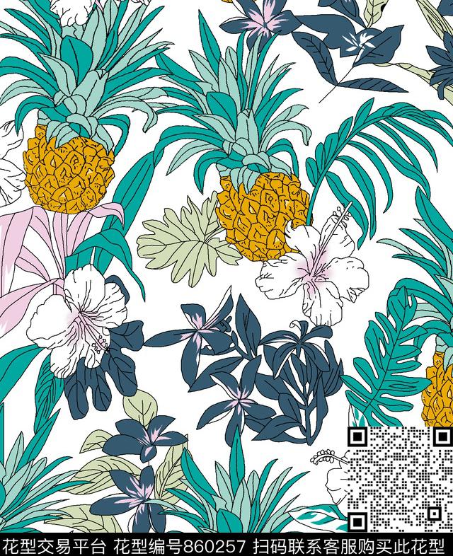 热带水果热带植物热带花卉传统印花华亿平台下载（图片编号: 860257） - 瓦栏（Walan）