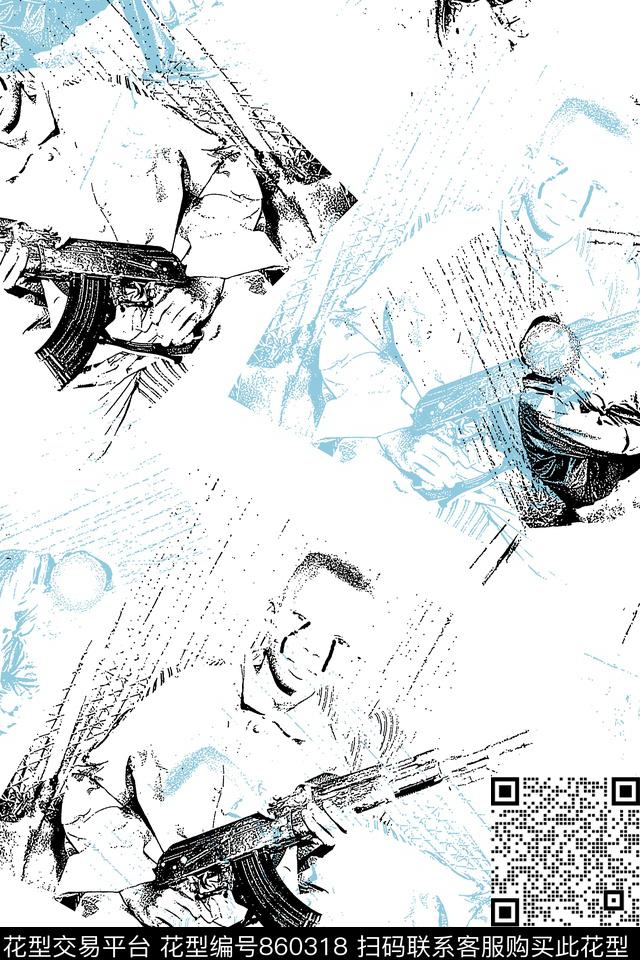 人物像抽象纹理肌理传统印花华亿平台下载（图片编号: 860318） - 瓦栏（Walan）