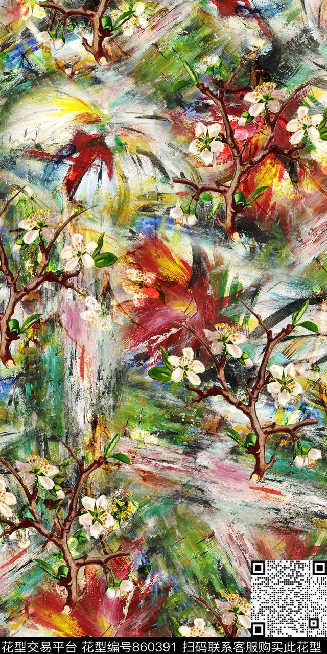 花朵花卉数码花数码印花华亿平台下载（图片编号: 860391） - 瓦栏（Walan）