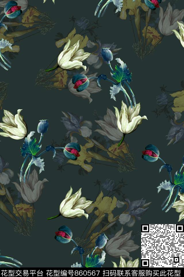 花朵花卉女装数码印花华亿平台下载（图片编号: 860567） - 瓦栏（Walan）