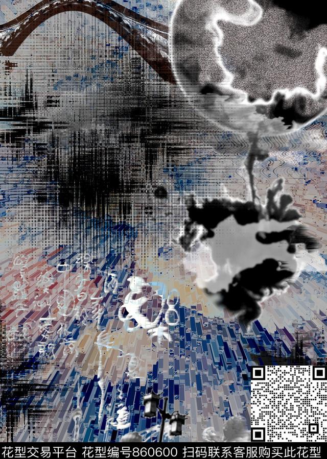 数码印花中国风肌理数码印花华亿平台下载（图片编号: 860600） - 瓦栏（Walan）