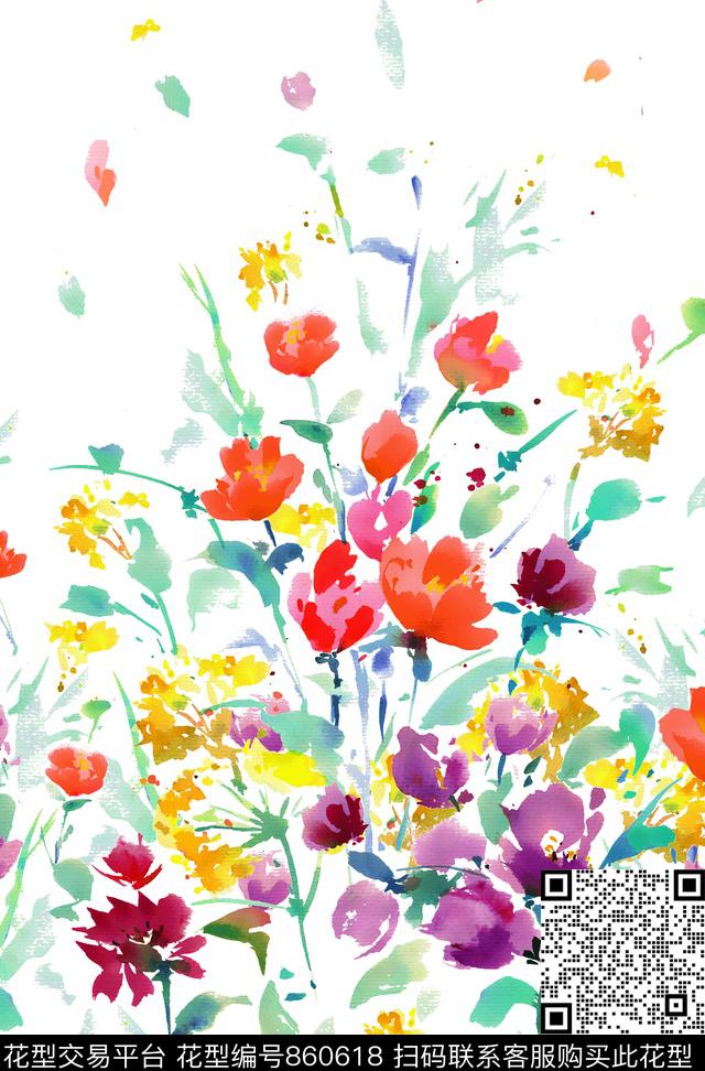 花卉小碎花趣味数码印花华亿平台下载（图片编号: 860618） - 瓦栏（Walan）