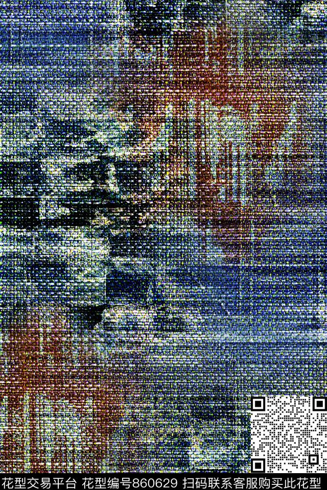 抽象几何肌理数码印花华亿平台下载（图片编号: 860629） - 瓦栏（Walan）