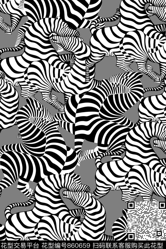 几何条纹斑马数码印花华亿平台下载（图片编号: 860659） - 瓦栏（Walan）