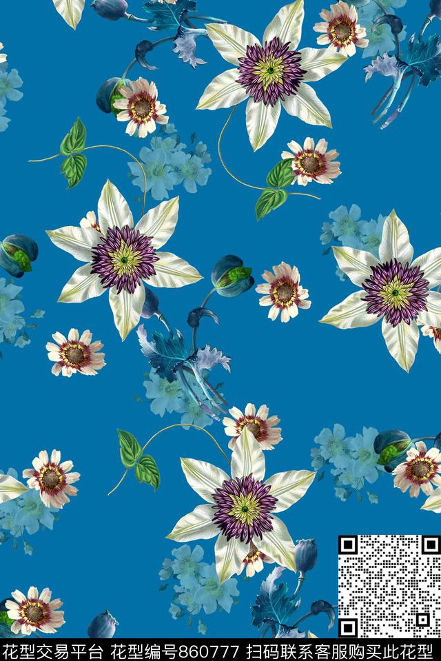 花卉花朵女装数码印花华亿平台下载（图片编号: 860777） - 瓦栏（Walan）