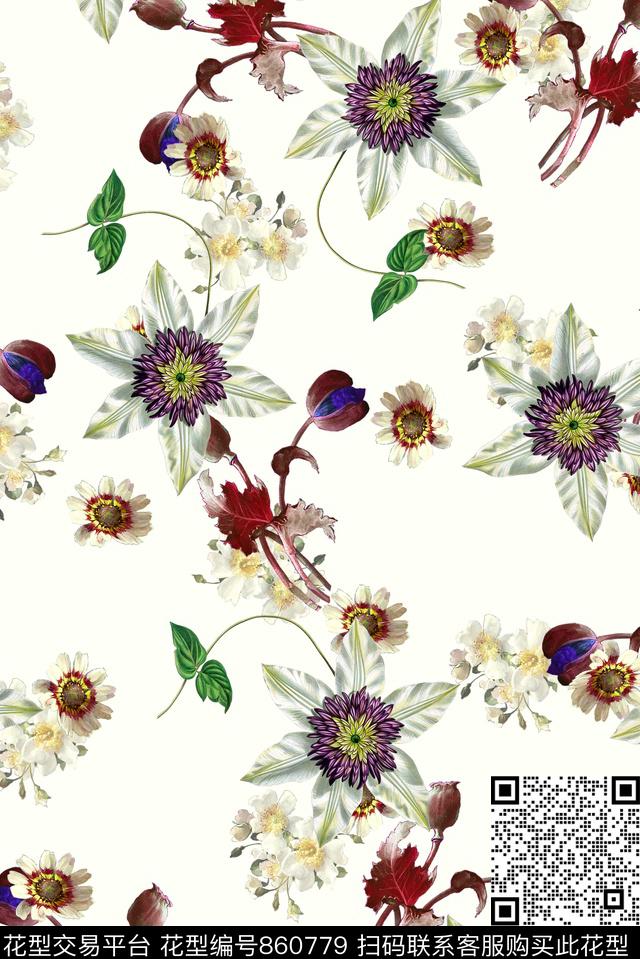花卉花朵女装数码印花华亿平台下载（图片编号: 860779） - 瓦栏（Walan）