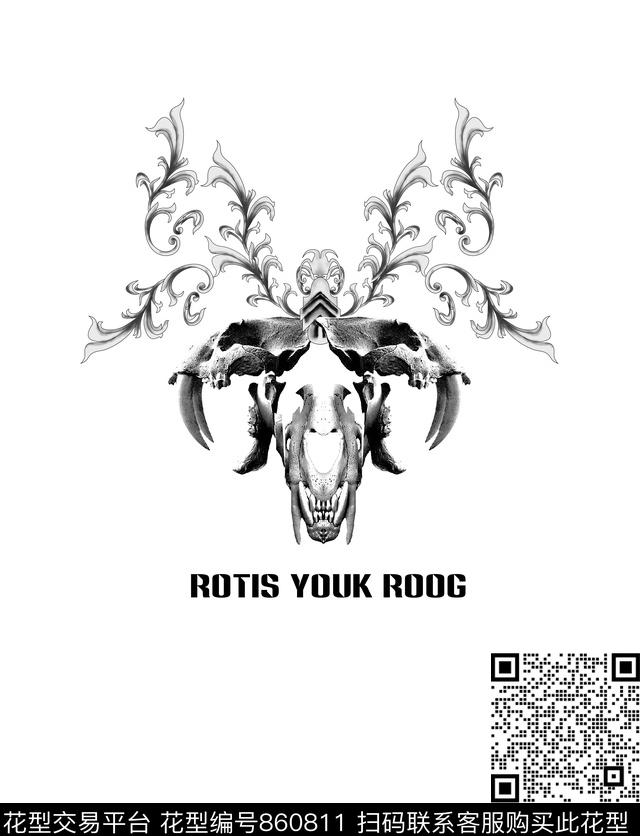 恐龙头骨D&GPhilipp数码印花华亿平台下载（图片编号: 860811） - 瓦栏（Walan）