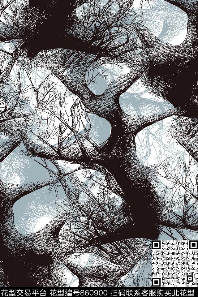 抽象纹理树枝男装夹克华亿平台传统印花华亿平台下载（图片编号: 860900） - 瓦栏（Walan）