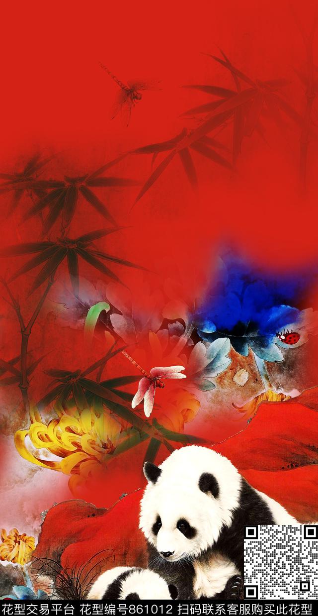 定位中国风熊猫数码印花华亿平台下载（图片编号: 861012） - 瓦栏（Walan）