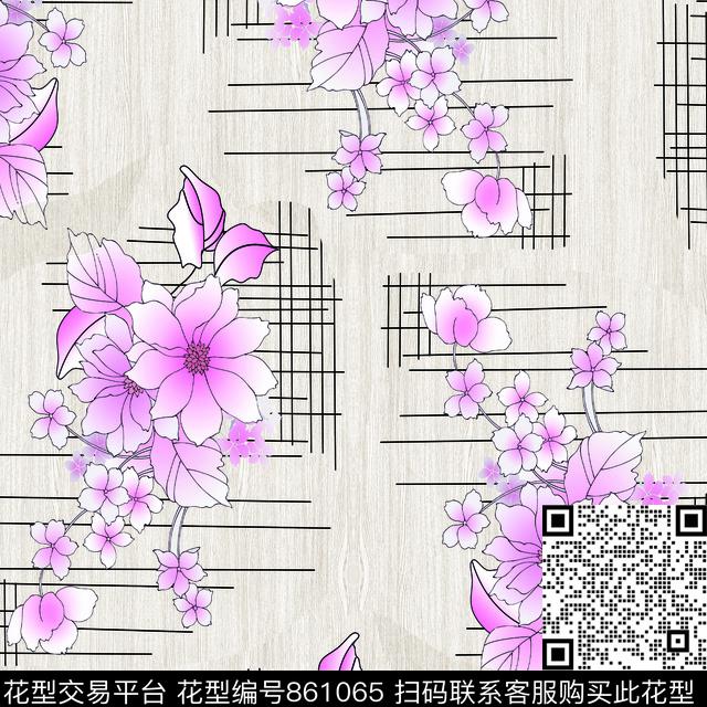 清新风花朵花卉数码印花华亿平台下载（图片编号: 861065） - 瓦栏（Walan）