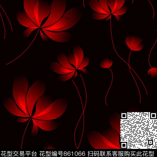 花朵清新风花卉数码印花华亿平台下载（图片编号: 861066） - 瓦栏（Walan）