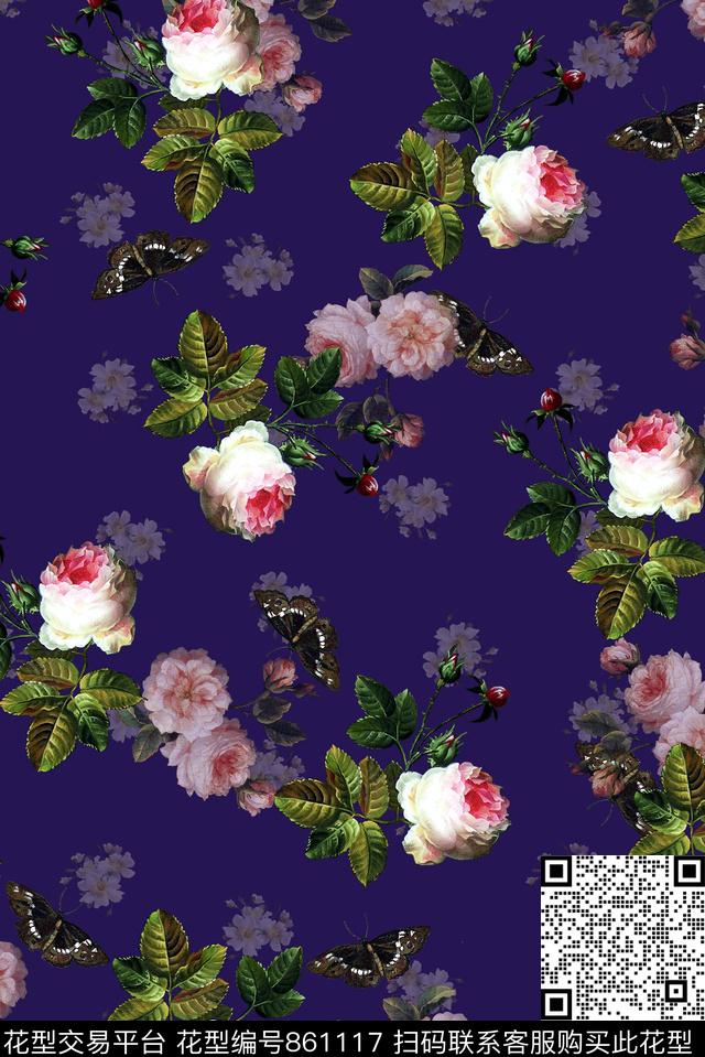 花卉花朵女装数码印花华亿平台下载（图片编号: 861117） - 瓦栏（Walan）
