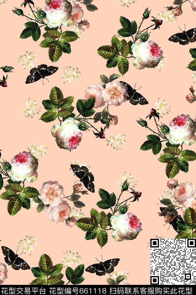花卉花朵女装数码印花华亿平台下载（图片编号: 861118） - 瓦栏（Walan）