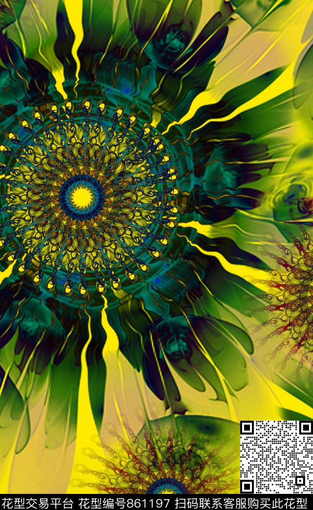 大花花朵花卉数码印花华亿平台下载（图片编号: 861197） - 瓦栏（Walan）
