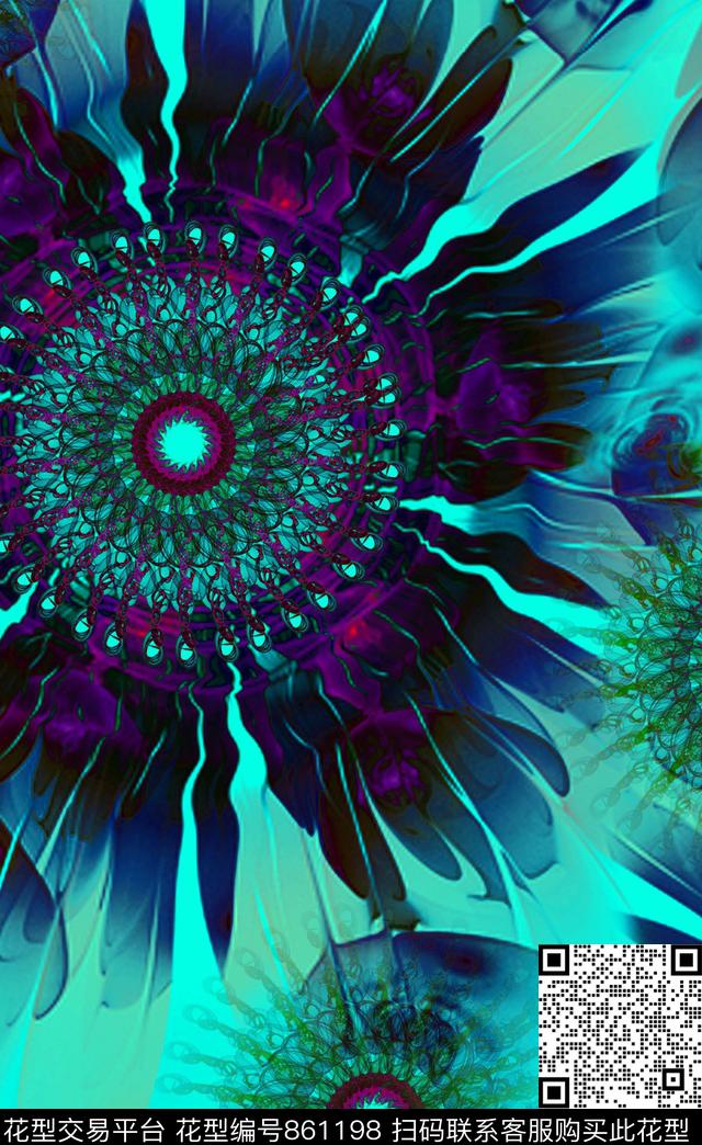 大花花朵花卉数码印花华亿平台下载（图片编号: 861198） - 瓦栏（Walan）