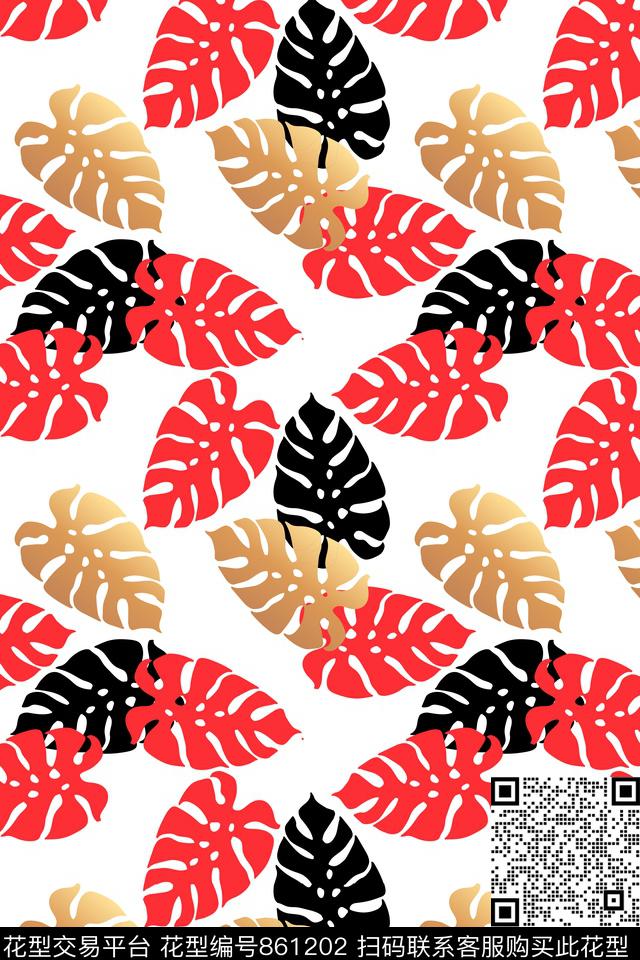 棕榈叶热带叶子传统印花华亿平台下载（图片编号: 861202） - 瓦栏（Walan）