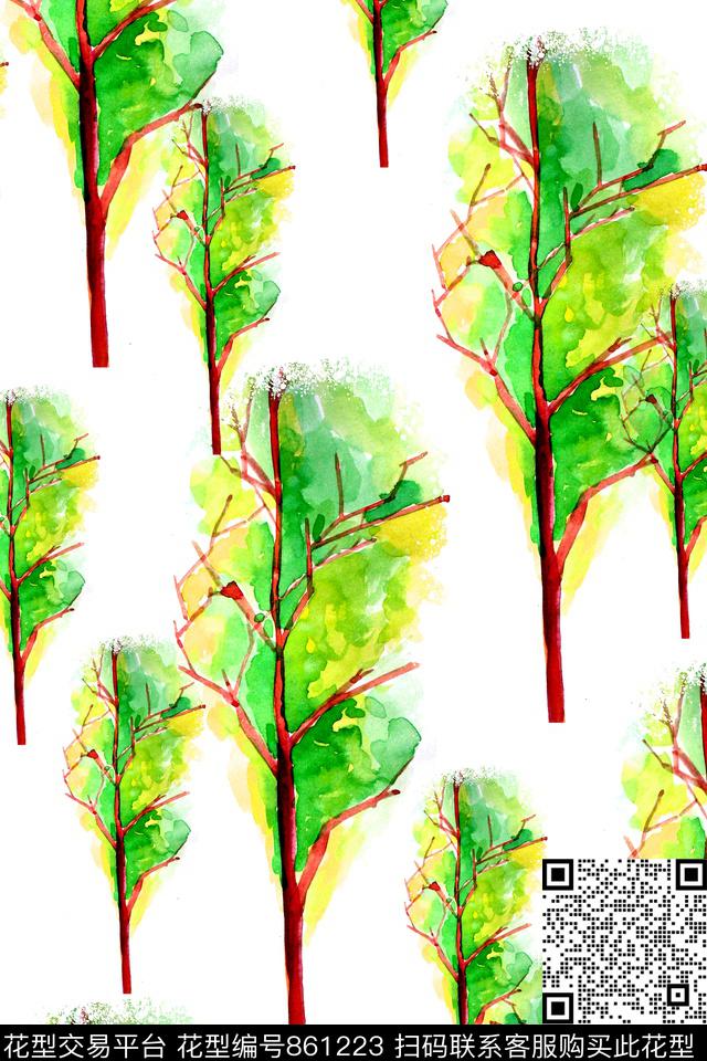 水彩手绘花卉植物数码印花华亿平台下载（图片编号: 861223） - 瓦栏（Walan）