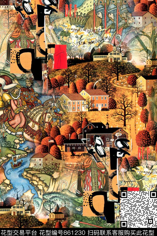 抽象几何拼接数码印花华亿平台下载（图片编号: 861230） - 瓦栏（Walan）