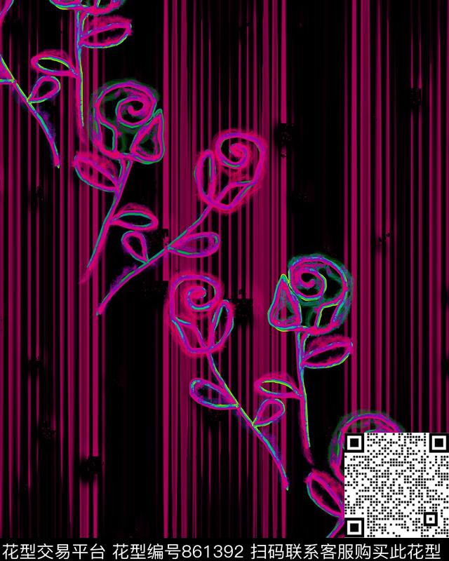 趣味色彩条纹数码印花华亿平台下载（图片编号: 861392） - 瓦栏（Walan）