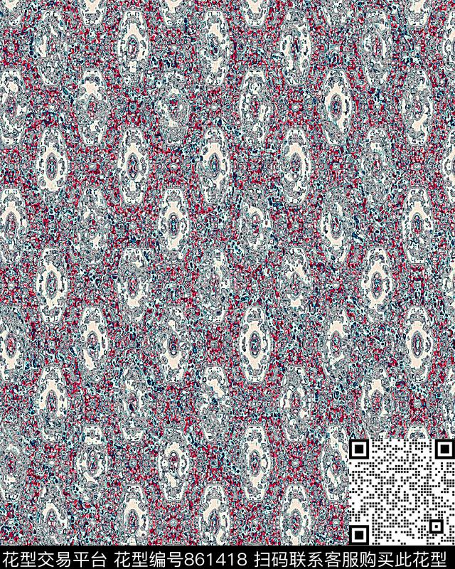 趣味色彩抽像数码印花华亿平台下载（图片编号: 861418） - 瓦栏（Walan）