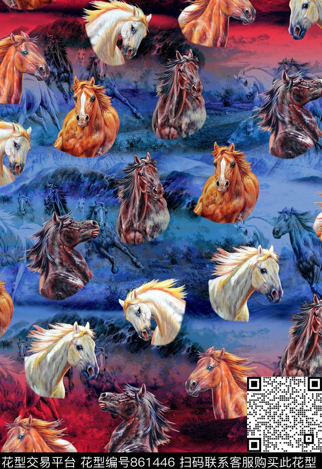 男装动物马数码印花华亿平台下载（图片编号: 861446） - 瓦栏（Walan）
