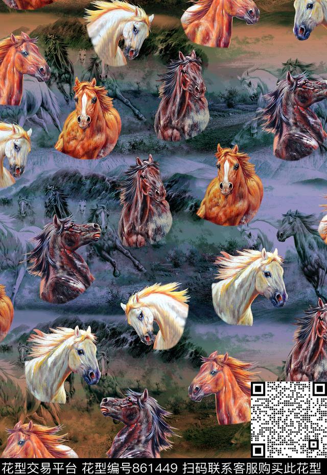男装动物马数码印花华亿平台下载（图片编号: 861449） - 瓦栏（Walan）
