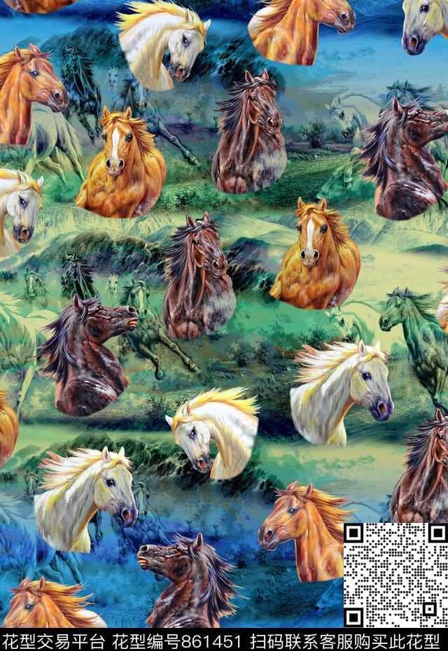 男装动物马数码印花华亿平台下载（图片编号: 861451） - 瓦栏（Walan）