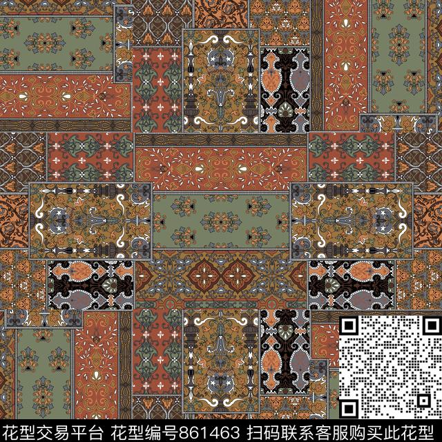 欧式民族风围巾传统印花华亿平台下载（图片编号: 861463） - 瓦栏（Walan）