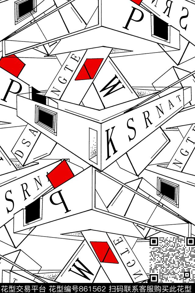 几何纹理拼块靓仔男装华亿平台传统印花华亿平台下载（图片编号: 861562） - 瓦栏（Walan）