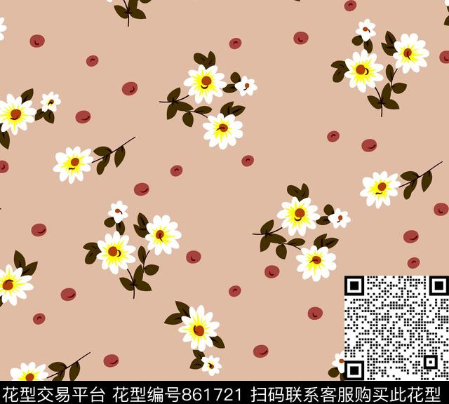 小碎花小清新菊花传统印花华亿平台下载（图片编号: 861721） - 瓦栏（Walan）