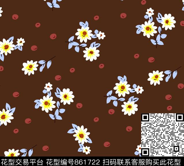 小碎花小清新菊花传统印花华亿平台下载（图片编号: 861722） - 瓦栏（Walan）