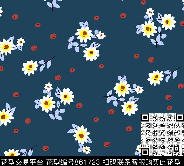 小碎花小清新菊花传统印花华亿平台下载（图片编号: 861723） - 瓦栏（Walan）