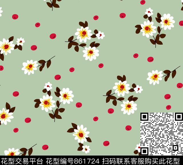 小碎花小清新菊花传统印花华亿平台下载（图片编号: 861724） - 瓦栏（Walan）