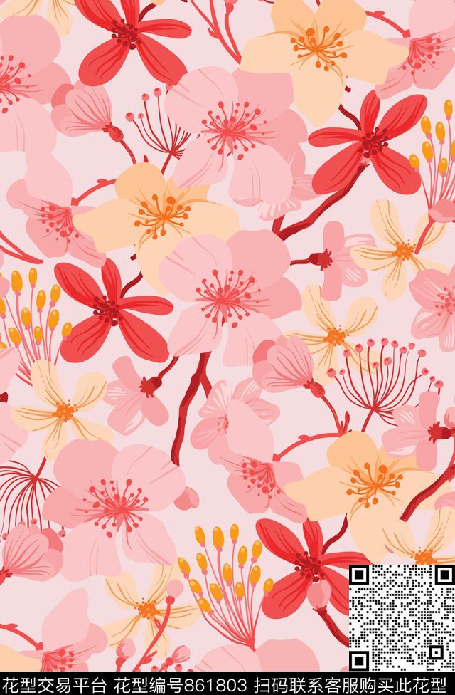 小碎花水彩手绘传统印花华亿平台下载（图片编号: 861803） - 瓦栏（Walan）
