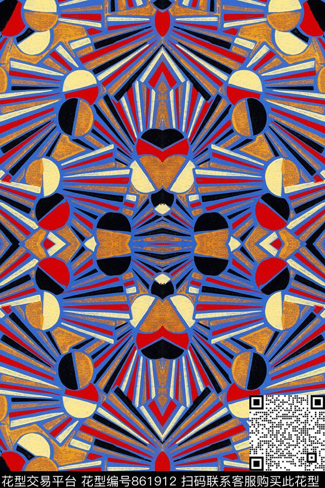 几何圆形印第安数码印花华亿平台下载（图片编号: 861912） - 瓦栏（Walan）
