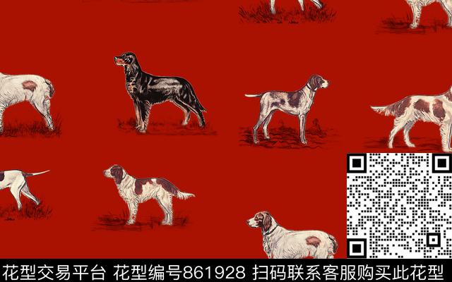 动物手绘狗狗狗数码印花华亿平台下载（图片编号: 861928） - 瓦栏（Walan）