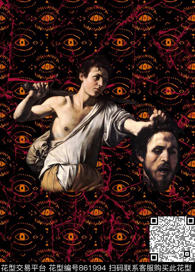 油画人头。眼睛少年杀人油画数码印花华亿平台下载（图片编号: 861994） - 瓦栏（Walan）