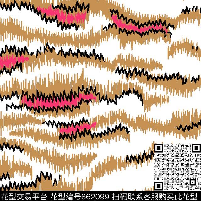 曲线波浪条纹条子数码印花华亿平台下载（图片编号: 862099） - 瓦栏（Walan）