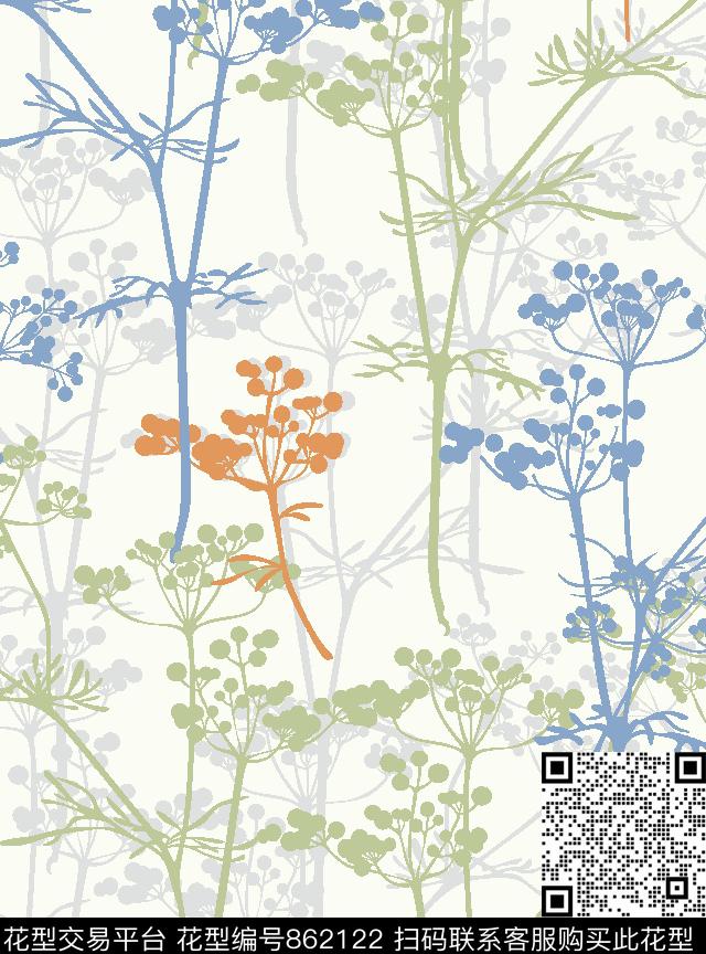 缠枝花休闲简约传统印花华亿平台下载（图片编号: 862122） - 瓦栏（Walan）