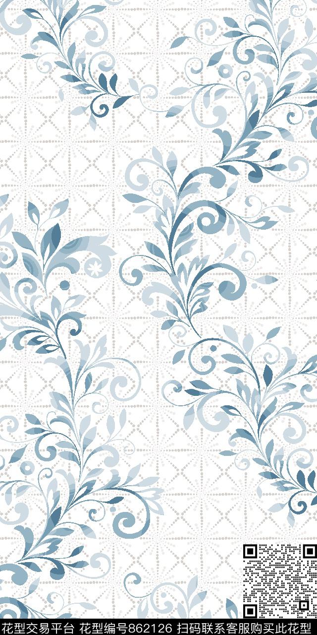 休闲简约卷草传统印花华亿平台下载（图片编号: 862126） - 瓦栏（Walan）