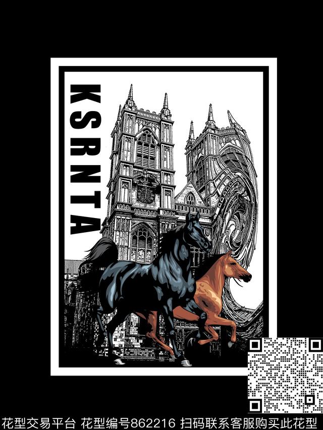 城堡复古马数码印花华亿平台下载（图片编号: 862216） - 瓦栏（Walan）