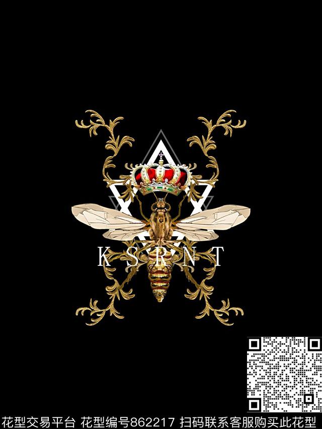 皇冠昆虫复古纹理数码印花华亿平台下载（图片编号: 862217） - 瓦栏（Walan）