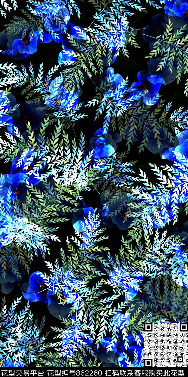 大花乱花花朵数码印花华亿平台下载（图片编号: 862260） - 瓦栏（Walan）